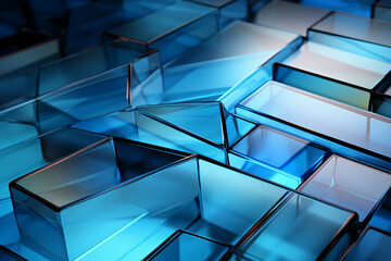 Obraz premium Blue background, faintly translucent geometric shape, 4k