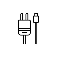 Phone charger outline icons, Electronic minimalist vector illustration ,simple transparent graphic element .Isolated on white background