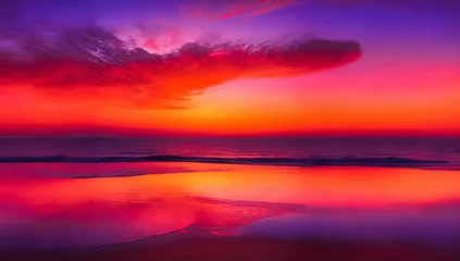 Keuken foto achterwand Tranquil Sunset over Calm Ocean Reflecting Dramatic Sky © electra kay-smith
