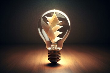 Wind-powered isolated light bulb. Generative AI