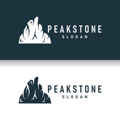 mountain rock peak logo simple design black silhouette natural stone brand template - obrazy, fototapety, plakaty