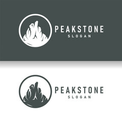 mountain rock peak logo simple design black silhouette natural stone brand template