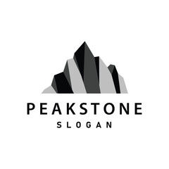 mountain rock peak logo simple design black silhouette natural stone brand template - obrazy, fototapety, plakaty
