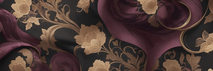 Opulent Velvet Elegance with Delicate Floral Patterns, Generative AI