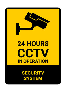 CCTV  in operation, attention sign video surveillance. Camera security icon. Vector isolated illustration