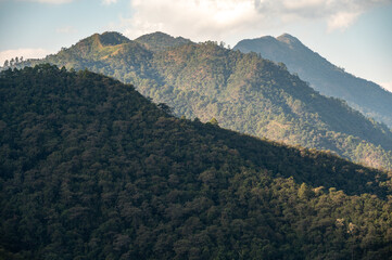 Fototapeta premium Doi Luang Phayao mountain (1,694 meters) the highest peak in Phayao province of Thailand seen from viewpoint.