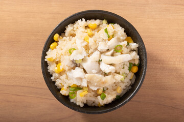 タラのコーンバターの炊き込みご飯