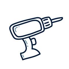 Hand drawn Electric drill doodle line illustration. Electric drill doodle icon vector.