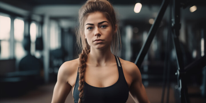Portrait about a carismatic young woman at the gym 