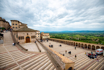 Lower Plaza of Saint Francis - Assisi - Italy - obrazy, fototapety, plakaty