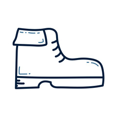 Hand drawn outdoor shoe doodle line illustration. camping boots icon vector.