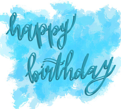 Happy Birthday Typography In Blue Style