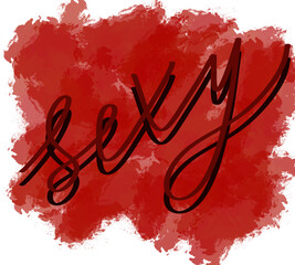 Sexy handwritten lettering typography style with background in red color