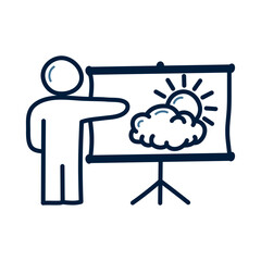 Hand drawn weather forecast doodle line illustration. weather forecast icon.