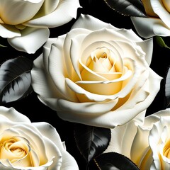 White roses on black background