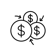 Dollar coin outline icons, finance minimalist vector illustration ,simple transparent graphic element .Isolated on white background