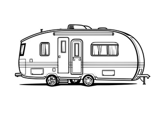 outline illustration of Caravan for coloring page
