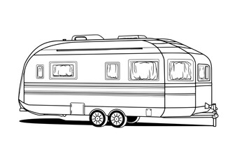 outline illustration of Caravan for coloring page