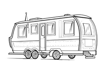 outline illustration of Caravan for coloring page