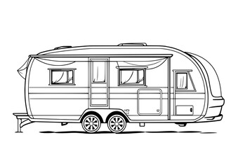 outline illustration of Caravan for coloring page