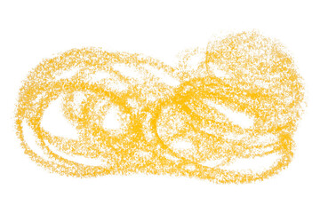 Yellow crayon scribbles isolated on transparent background.