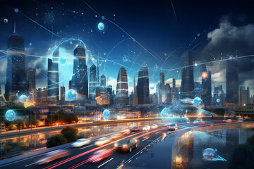 Fototapeta na wymiar The Rise of Smart Cities: Architecting Tomorrow by integrating Data-Driven Urban space and Intelligent Infrastructure which is a 5G Revolution