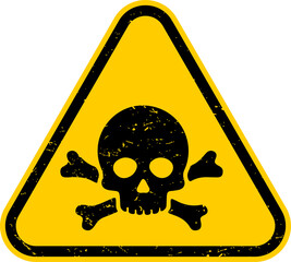 Yellow grunge danger sign, warning sign, poison sign