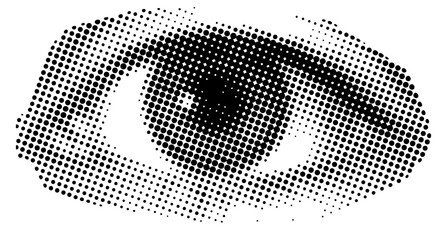 Retro halftone collage elements, halftone effect design, eye retro design	