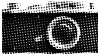 Retro halftone collage elements, halftone effect design, camera retro design	