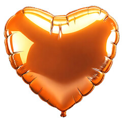 Orange heart shaped foil balloon on a white background