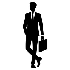 Business man pose vector silhouette black color, A Smart Business man Vector silhouette.