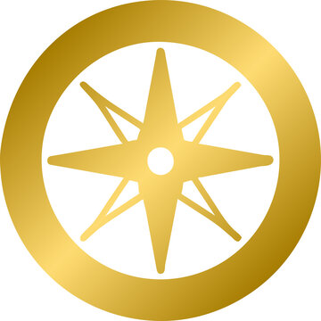 Golden compass rose or golden wind rose, gold compass rose	
