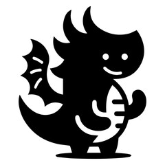 minimal Funny cartoon dinosaur vector silhouette, silhouette, black color, white background