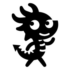 minimal Funny cartoon dinosaur vector silhouette, silhouette, black color, white background