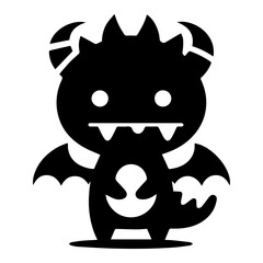 minimal Funny cartoon dinosaur vector silhouette, silhouette, black color, white background