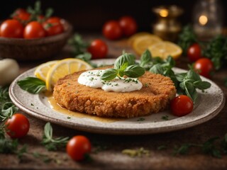 Delicious Cotoletta alla Milanese, breaded veal cutlet, fried to golden perfection, epitomizing simp