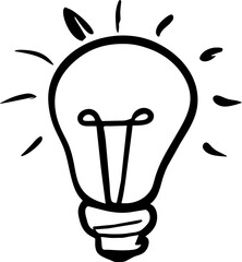 Doodle idea bulb icon element, thinking bulb doodle element
