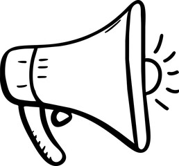Doodle megaphone icon element, announcement doodle element
