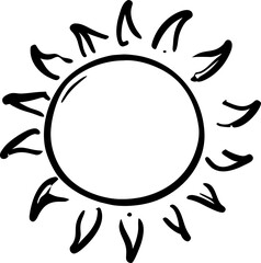 Doodle sun icon element, sunburst doodle element
