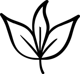 Doodle leaf icon element, leaf doodle element
