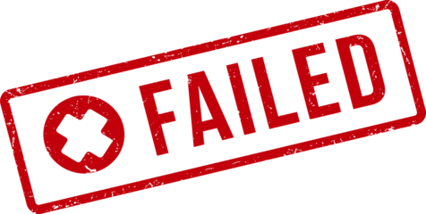 Red failed rubber stamp