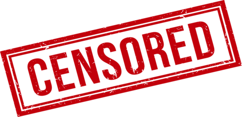 Red censored rubber stamp