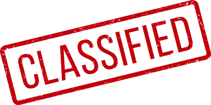 Red classified rubber stamp