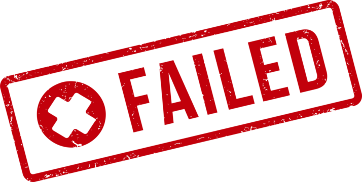 Red failed rubber stamp