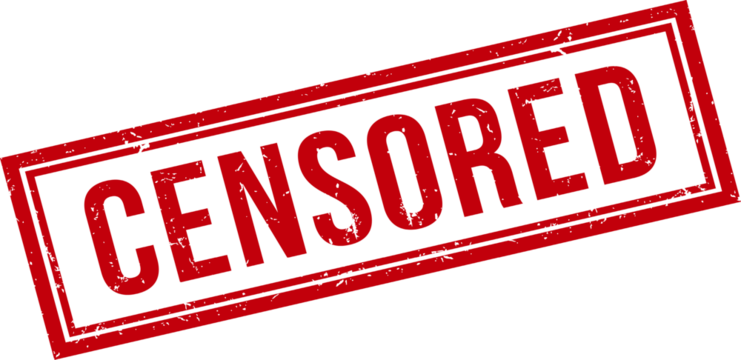 Red censored rubber stamp - Powered by Adobe