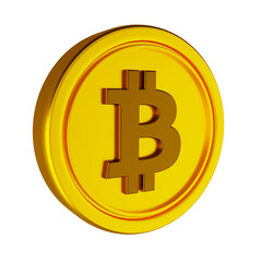 Golden Bitcoin Crypto Coin 3D