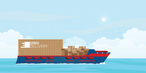 Cargo container ship futuristic global logistics international delivery.