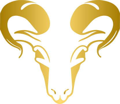 recommend clip art: Golden goat head, gold goat