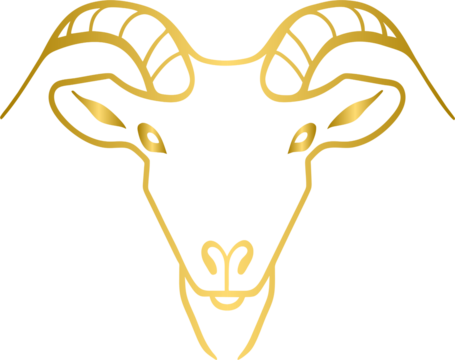 Golden goat head, gold goat