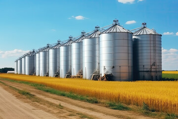 Fototapeta na wymiar grain silos in the countryside